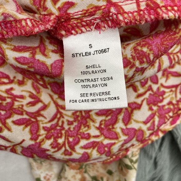 Oli & Hali Boho Patchwork Floral Blouse Button Front Top Womens Small - Picture 9 of 13